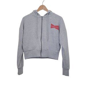 Budweiser Cropped Gray Zip-Up Hoodie Sweatshirt Women's Sz M